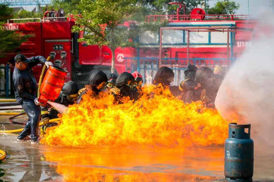 Firemen in action
